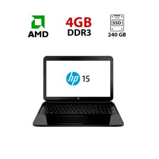 Ноутбук HP 15-g073ng / 15.6" (1366x768) TN / AMD A8-6410 (4 ядра по 2.0 - 2.4 GHz) / 4 GB DDR3 / 240 GB SSD / AMD Radeon R5 Graphics / WebCam б/в