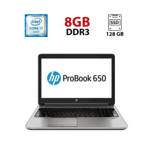 Ноутбук Б-клас HP ProBook 650 G1 / 15.6" (1920x1080) TN / Intel Core i7-4800MQ (4 (8) ядра по 2.7 - 3.7 GHz) / 8 GB DDR3 / 128 GB SSD / Intel HD Graphics 4600 / WebCam / Windows 10 б/в