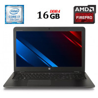 Мобільна робоча станція HP ZBook 15u G4 / 15.6" (1920x1080) TN / Intel Core i7-7500U (2 (4) ядра по 2.7 - 3.5 GHz) / 16 GB DDR4 / 250 GB SSD M.2 / AMD FirePro W4190M, 2 GB GDDR5, 128-bit / WebCam / USB 3.1 / DisplayPort б/в