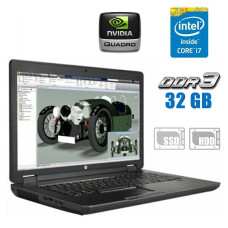 Робоча станція HP ZBook 17 G2 / 17.3" (1920x1080) TN / Intel Core i7-4810MQ (4 (8) ядра по 2.8 - 3.8 GHz) / 32 GB DDR3 / 480 GB SSD + 750 GB HDD / nVidia Quadro K3100M, 4 GB GDDR5, 256-bit / WebCam б/в