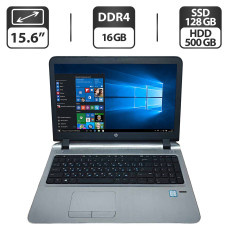 Ноутбук Б-клас HP ProBook 450 G3 / 15.6" (1366x768) TN / Intel Core i5-6200U (2 (4) ядра по 2.3 - 2.8 GHz) / 16 GB DDR4 / 128 GB SSD + 500 GB HDD / Intel HD Graphics 520 / WebCam / HDMI б/в