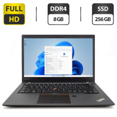 Ультрабук Б-клас Lenovo ThinkPad T470s / 14" (1920x1080) IPS / Intel Core i5-7200U (2 (4) ядра 2.5 - 3.1 GHz) / 8 GB DDR4 / 256 GB SSD / Intel HD Graphics 520 / WebCam / HDMI / Два АКБ б/в