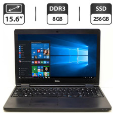 Ноутбук Б-класс Dell Latitude E5550 / 15.6" TN / Intel Core i5-5200U (2(4) ядра по 2.2-2.7 GHz) / 8GB DDR3 / 256GB SSD / HD Graphics 5500 / WebCam / VGA б/в