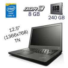 Нетбук Lenovo ThinkPad X240 / 12.5" (1366x768) TN / Intel Core i5-4300U (2 (4) ядра по 1.9 - 2.9 GHz) / 8 GB DDR3 / 240 GB SSD / Intel HD Graphics 4400 / WebCam б/в
