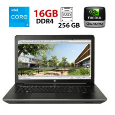 Мобільна робоча станція HP ZBook 17 G3 / 17.3" (1600x900) TN / Intel Core i5-6440HQ (4 ядра по 2.6 - 3.5 GHz) / 16 GB DDR4 / 256 GB SSD + 500 GB HDD / nVidia Quadro М1000M, 2 GB DDR3, 128-bit / WebCam б/в