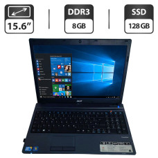 Ноутбук Acer TravelMate 5742 / 15.6" (1366x768) TN / Intel Core i3-380M (2 (4) ядра по 2.53 GHz) / 8 GB DDR3 / 128 GB SSD / Intel HD Graphics / WebCam / DVD-ROM / HDMI б/в