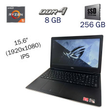 Ноутбук Б класс Dell Inspiron 3585 / 15.6" IPS / AMD Ryzen 5 2500U (4(8) ядра по 2-3.6 GHz) / 8GB DDR4 / 256GB SSD / AMD Radeon Vega 8 / Fingerprint / WebCam / Win 10 PRO Lic б/в