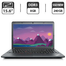 Ноутбук Б-клас Lenovo ThinkPad E540 / 15.6" (1366x768) TN / Intel Core i3-4000M (2 (4) ядра по 2.4 GHz) / 8 GB DDR3 / 240 GB SSD NEW / Intel HD Graphics 4600 / WebCam / DVD-ROM / VGA / Windows 10 Pro б/в