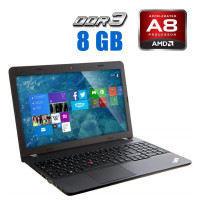 Ноутбук Б-клас Lenovo ThinkPad E555 / 15.6" (1366x768) TN / AMD A8-7100 (4 ядра по 1.8 - 3.0 GHz) / 8 GB DDR3 / 240 GB SSD / AMD Radeon R5 Graphics / WebCam б/в