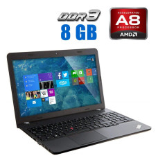 Ноутбук Б-клас Lenovo ThinkPad E555 / 15.6" (1366x768) TN / AMD A8-7100 (4 ядра по 1.8 - 3.0 GHz) / 8 GB DDR3 / 240 GB SSD / AMD Radeon R5 Graphics / WebCam б/в