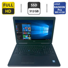 Мобільна робоча станція Dell Precision 7520 / 15.6" (1920x1080) TN / Intel Core i7-7820HQ (4 (8) ядра по 2.9 - 3.9 GHz) / 16 GB DDR4 / 512 GB SSD / AMD Radeon Pro WX 4130, 2 GB GDDR5, 128-bit / WebCam б/в