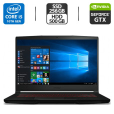 Ігровий ноутбук MSI GF63 Thin 10SC / 15.6" IPS / Intel Core i5-10500H (6(12) ядер по 2.5-4.5 GHz) / 16GB DDR4 / 256GB SSD + 500GB HDD / GeForce GTX 1650 Max-Q, 4GB GDDR6, 128-bit / WebCam / HDMI б/в