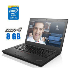 Ноутбук Lenovo ThinkPad T460 / 14" (1920x1080) IPS / Intel Core i5-6300U (2 (4) ядра по 2.4 - 3.0 GHz) / 8 GB DDR4 / 240 GB SSD NEW / Intel HD Graphics 520 / WebCam / Windows 10 / Дві АКБ б/в