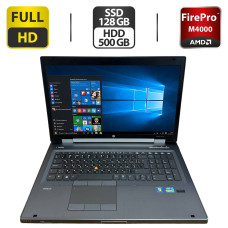Мобільна робоча станція HP EliteBook 8770W / 17.3" (1920x1080) IPS / Intel Core i7-3740QM (4 (8) ядра по 2.7 - 3.7 GHz) / 16 GB DDR3 / 128 GB SSD + 500 GB HDD / AMD FirePro M4000, 1 GB GDDR5, 128-bit / WebCam / DVD-ROM / DisplayPort б/в