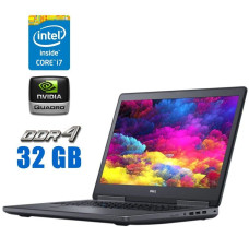 Мобільна робоча станція Dell Precision 7720 / 17.3" (1920x1080) IPS / Intel Core i7-6820HQ (4 (8) ядра по 2.7 - 3.6 GHz) / 32 GB DDR4 / 128 GB SSD M.2 NEW + 512 GB SSD M.2 + 500 GB HDD / nVidia Quadro P3000, 6 GB GDDR5, 256-bit / WebCam б/в