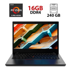 Ультрабук Lenovo ThinkPad L14 Gen 1 / 14" (1366х768) IPS / Ryzen 5 Pro 4650U (6 (12) ядра по 2.1 - 2.3 GHz) / 16 GB DDR4 / 240 GB SSD / AMD Radeon Graphics / WebCam б/в