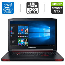 Ігровий ноутбук Acer Predator G9-793 / 15.6" IPS / Intel Core i7-6700HQ (4(8) ядра по 2.6-3.5 GHz) / 16GB DDR4 / 256GB SSD + 500GB HDD / GeForce GTX 1070, 8GB GDDR5, 256-bit / WebCam / HDMI б/в