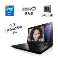 Ноутбук Lenovo G70-80 Black / 17.3" (1600x900) TN / Intel Core i7-5500U (2 (4) ядра по 2.4 - 3.0 GHz) / 8 GB DDR3 / 240 GB SSD / WebCam / DVD-RW б/в