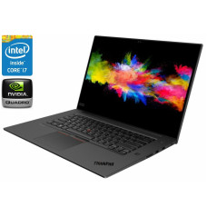 Мобільна робоча станція Lenovo ThinkPad P1 / 15.6" (3840x2160) Touch OLED / Intel Core i7-9850H (6 (12) ядер по 2.6 - 4.6 GHz) / 16 GB DDR4 / 480 GB SSD / nVidia Quadro T1000, 4 GB DDR5, 128-bit / WebCam б/в