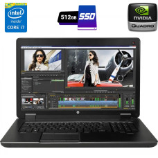 Мобільна робоча станція HP ZBook 17 G2 / 17.3" (1600x900) TN / Intel Core i7-4710MQ (4 (8) ядра по 2.5 - 3.5 GHz) / 16 GB DDR3 / 512 GB SSD / nVidia Quadro K3100M, 4 GB GDDR5, 256-bit / DVD-RW / DisplayPort б/в