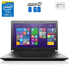 Ноутбук Lenovo B50-70 / 15.6" (1366x768) TN / Intel Core i5-4200U (2 (4) ядра по 1.6 - 2.6 GHz) / 8 GB DDR3 / 240 GB SSD / Intel HD Graphics 4400 / WebCam б/в