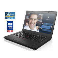Ультрабук А- клас Lenovo Thinkpad T460 / 14" (1920x1080) IPS Touch / Intel Core i5-6300U (2 (4) ядра по 2.4 - 3.0 GHz) / 8 GB DDR4 / 256 GB SSD / Intel HD Graphics 520 / WebCam / 2x АКБ б/в