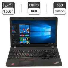 Ноутбук Б-клас Lenovo ThinkPad E555 / 15.6" (1366x768) TN / AMD A6-7000 (2 ядра по 2.2 - 3.0 GHz) / 8 GB DDR3 / 120 GB SSD / AMD Radeon R4 Graphics / WebCam / Windows 10 Pro б/в