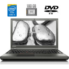 Ноутбук Lenovo ThinkPad T540p / 15.6" (1366x768) TN / Intel Core i5-4300M (2 (4) ядра по 2.6 - 3.3 GHz) / 4 GB DDR3 / 180 GB SSD / Intel HD Graphics 4600 / WebCam / DVD-RW / Fingerprint / miniDP б/в