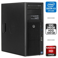 Робоча станція HP Z420 Workstation Tower / Intel Xeon E5-2690 (8 (16) ядер по 2.9 - 3.8 GHz) / 16 GB DDR3 / 240 GB SSD + 500 GB HDD / AMD Radeon HD 6950, 2 GB GDDR5, 256-bit / HDMI / DVD-ROM б/в