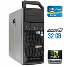 Робоча станція Lenovo ThinkStation S30 Tower / Xeon E5-2630 (6(12) ядер по 2.3-2.8 GHz) / 32GB DDR3 / 1000GB HDD / Quadro 2000, 1 GB GDDR5, 128-bit / 610W / DVI / DisplayPort б/в