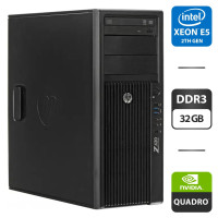 Робоча станція HP Z420 / Xeon E5-2658 V2 (10 (20) ядер по 2.4-3 GHz) / 32GB DDR3 / 500GB HDD / Quadro 2000, 1 GB GDDR5, 128bit / DisplayPort / DVD-ROM б/в