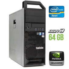 Робоча станція Lenovo ThinkStation S30 Tower / Intel Xeon E5-2630 (6(12) ядер по 2.3-2.8GHz) / 64GB DDR3 / 500GB HDD / Quadro 2000, 1 GB GDDR5, 128bit / 610W / DVI / DisplayPort б/в