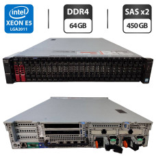 Сервер Dell PowerEdge R730xd 24SFF 2U Rack / 2x Intel Xeon E5-2690 v4 (14 (28) ядер по 2.6 - 3.5 GHz) / 64 GB DDR4 / 2x 450 GB SAS / Matrox G200eR2 / 2x 750W б/в