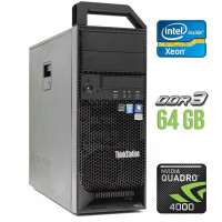 Робоча станція Lenovo ThinkStation S30 Tower / Xeon E5-1650 (6(12) ядер по 3.2-3.8GHz) / 64GB DDR3 / 500GB HDD / Quadro 4000, 2 GB GDDR5, 256bit / 610W б/в