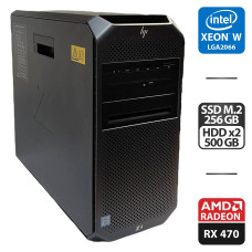 Робоча станція HP Workstation Z4 G4 Tower / Intel Xeon W-2123 (4 (8) ядра по 3.6 - 3.9 GHz) / 32 GB DDR4 / 256 GB SSD M.2 + 1000 GB HDD / AMD Radeon RX 470, 8 GB GDDR5, 256-bit / 750W / HDMI / Windows 10 Pro б/в