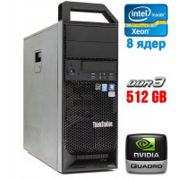Робоча станція Lenovo ThinkStation S30 Tower / Xeon E5-2670 (8(16) ядер по 2.6-3.3 GHz) / 512GB DDR3 / 240GB SSD / Quadro 2000, 1 GB GDDR5, 128-bit / 610W / DVI / DisplayPort б/в