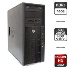 Робоча станція HP Z210 Workstation Tower / Intel Core i7-2600 (4 (8) ядра по 3.4 - 3.8 GHz) / 16 GB DDR3 / 256 GB SSD + 500 GB HDD / AMD Radeon HD 7570, 2 GB GDDR3, 128-bit / DVD-ROM / DVI б/в