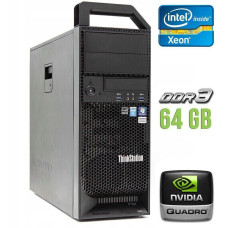 Робоча станція Lenovo ThinkStation S30 Tower / Xeon E5-1650 (6(12) ядер по 3.2-3.8 GHz) / 64GB DDR3 / 1000GB HDD / Quadro 2000, 1 GB GDDR5, 128-bit / 610W / DVI / DisplayPort б/в