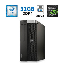 Робоча станція Dell Precision 5810 MT / Intel Xeon W-2125 (4 (8) ядер по 4.0 - 4.5 GHz) / 32 GB DDR4 / 240 GB SSD + 1000 GB HDD / nVidia GeForce GTX 1080, 8 GB GDDR5, 256-bit б/в
