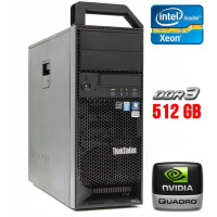 Робоча станція Lenovo ThinkStation S30 Tower / Xeon E5-2630 (6(12) ядер по 2.3-2.8 GHz) / 512GB DDR3 / 240GB SSD / Quadro 2000, 1 GB GDDR5, 128-bit / 610W / DVI / DisplayPort б/в