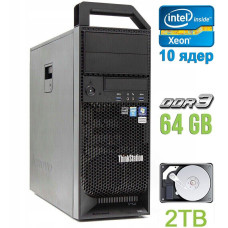 Робоча станція Lenovo ThinkStation S30 Tower / Intel Xeon E5-2680 v2 (10(20) ядер по 2.8-3.6GHz) / 64GB DDR3 / 2000GB HDD / Quadro K4000, 3GB GDDR5, 192-bit / 610W / DVI / DisplayPort б/в