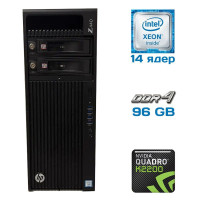 Робоча станція HP Workstation Z440 Tower / Intel Xeon E5-2690 v4 (14 (28) ядер по 2.6 - 3.5 GHz) / 96 GB DDR4 ECC / 512 GB SSD NEW + 1000 GB HDD / nVidia Quadro K2200, 4 GB GDDR5, 128-bit / DVD-ROM / DisplayPort б/в