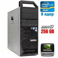 Робоча станція Lenovo ThinkStation S30 Tower / Intel Xeon E5-2670 (8(16) ядер по 2.6-3.3GHz) / 256GB DDR3 / 240GB SSD / Quadro 2000, 1 GB GDDR5, 128-bit / 610W / DVI / DisplayPort б/в