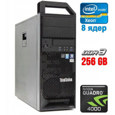 Робоча станція Lenovo ThinkStation S30 Tower / Intel Xeon E5-2690 (8 (16) ядер по 2.9-3.8 GHz) / 256GB DDR3 / 250GB SSD / Quadro 4000, 2GB GDDR5, 256-bit / 610W / DVI / DisplayPort б/в