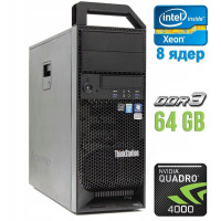 Робоча станція Lenovo ThinkStation S30 Tower / Intel Xeon E5-2690 (8(16) ядер по 2.9-3.8 GHz) / 64GB DDR3 / 1000GB HDD / Quadro 4000, 2GB GDDR5, 256-bit / 610W / DVI / DisplayPort б/в