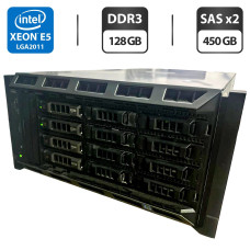 Сервер Dell PowerEdge T620 4U Rack / 2x Intel Xeon E5-2697 v2 (12 (24) ядер по 2.7 - 3.5 GHz) / 128 GB DDR3 / 2x 450 GB SAS / iRMC S3 Graphics / Два блоки живлення 750W б/в