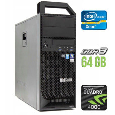 Робоча станція Lenovo ThinkStation S30 Tower / Intel Xeon E5-2690 (8(16) ядер по 2.9-3.8 GHz) / 32GB DDR3 / 2000GB HDD / Quadro 4000, 2GB GDDR5, 256-bit / 610W / DVI / DisplayPort б/в
