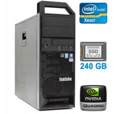Робоча станція Lenovo ThinkStation S30 Tower / Xeon E5-2630 (6(12) ядер по 2.3-2.8 GHz) / 16GB DDR3 / 240GB SSD / Quadro 2000, 1 GB GDDR5, 128-bit / 610W / DVI / DisplayPort б/в