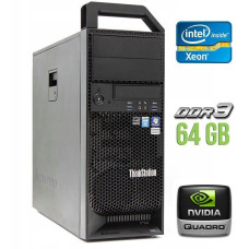 Робоча станція Lenovo ThinkStation S30 Tower / Xeon E5-2630 (6(12) ядер по 2.3-2.8GHz) / 64GB DDR3 / 120GB SSD / Quadro 2000, 1 GB GDDR5, 128bit / 610W / DVI / DisplayPort б/в