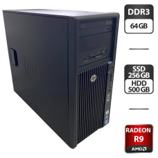 Робоча станція HP Z420 Workstation Tower / Intel Xeon E5-2658 v2 (10 (20) ядер по 2.4 - 3.0 GHz) / 64 GB DDR3 / 256 GB SSD + 500 GB HDD / AMD Radeon HD 6870, 1 GB GDDR5, 256-bit / HDMI / DVD-ROM б/в